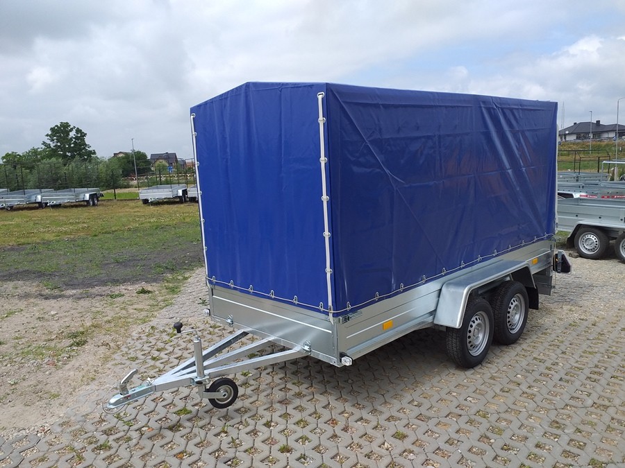 PRZYCZEPA DWUOSIOWA 325x145x35 RYDWAN EURO C-750 G3 Otwierana przednia burta i plandeka